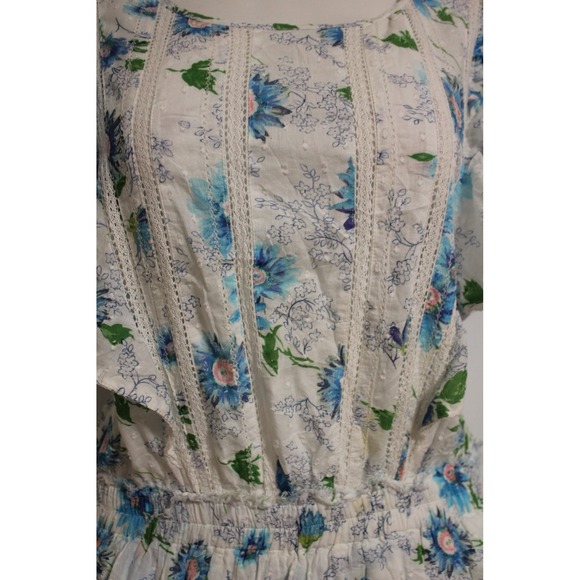 LoveShackFancy Floral Ruffle Cottage Smocked Tiered Mini Dress SZ Medium Twee - Picture 11 of 16